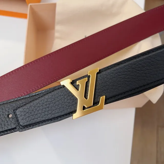 Louis Vuitton LV Initiales Black and Burgundy Leather Belt 7