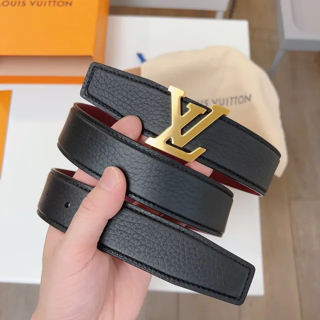 Louis Vuitton LV Initiales Black and Burgundy Leather Belt 9
