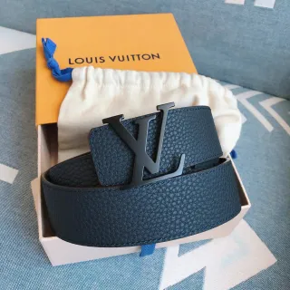 Louis Vuitton LV Initiales Blue Pebbled Leather Belt