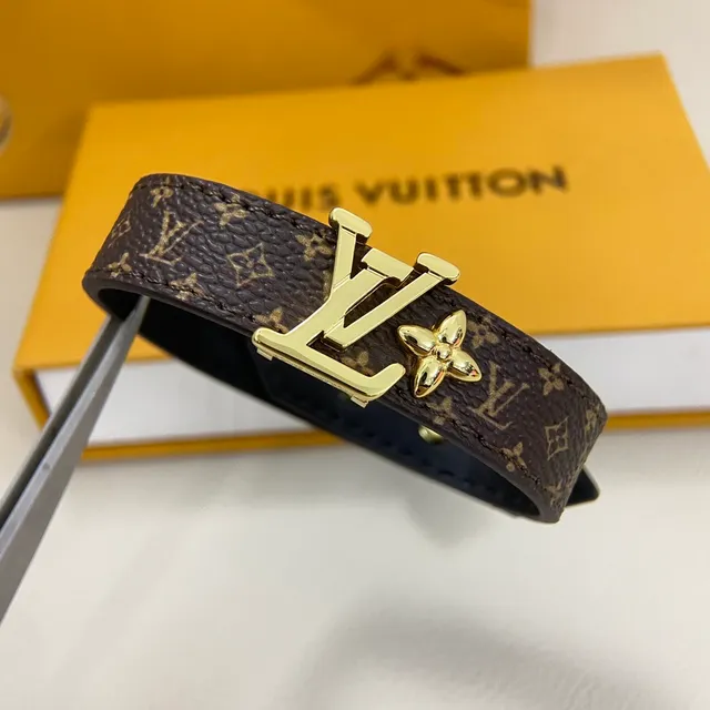Louis Vuitton LV Initiales Brown Gold Monogram Canvas Hardware Bracelet 2