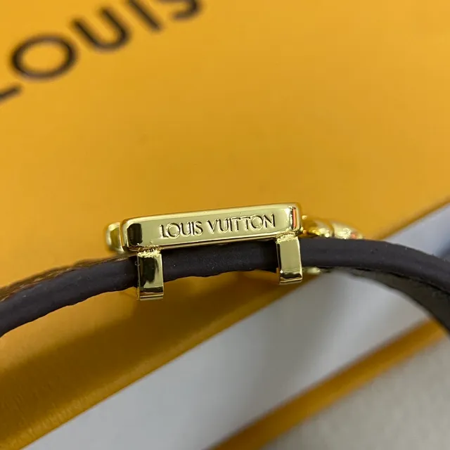 Louis Vuitton LV Initiales Brown Gold Monogram Canvas Hardware Bracelet 4