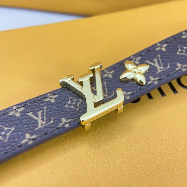 Louis Vuitton LV Initiales Brown Gold Monogram Canvas Hardware Bracelet 6