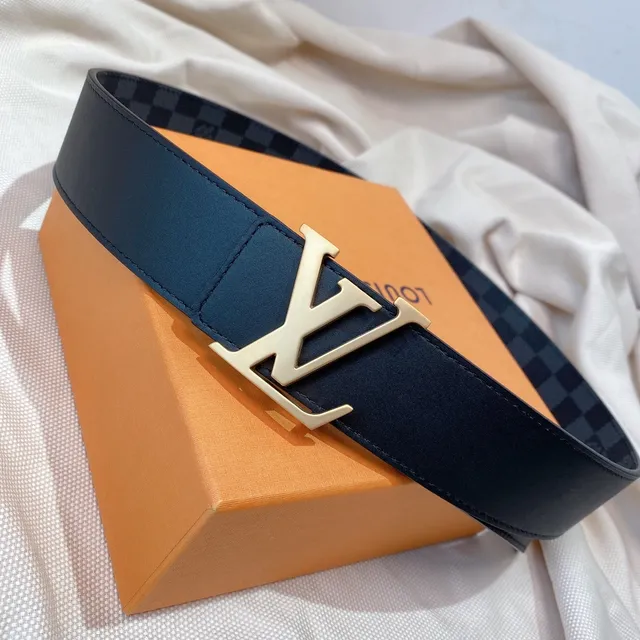 Louis Vuitton LV Initiales Damier Graphite Leather Belt 7