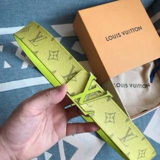 Louis Vuitton LV Initiales লাইম হলুদ Monogram চামড়ার বেল্ট