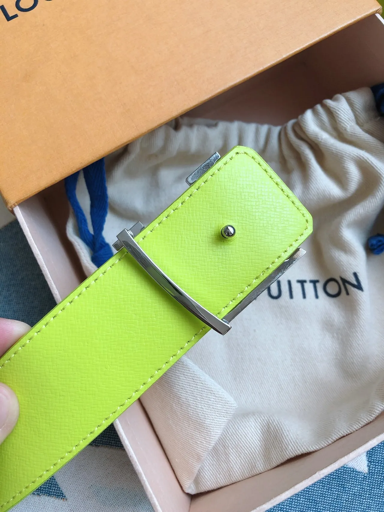 Louis Vuitton LV Initiales Lime Yellow Monogram Leather Belt 6