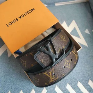 Louis Vuitton LV Initiales Monogram Brown and Black Leather Belt