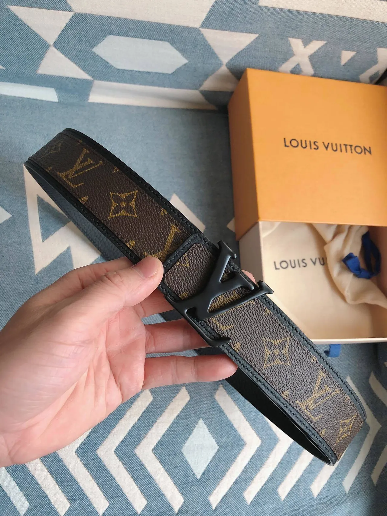 Louis Vuitton LV Initiales Monogram Brown and Black Leather Belt 2