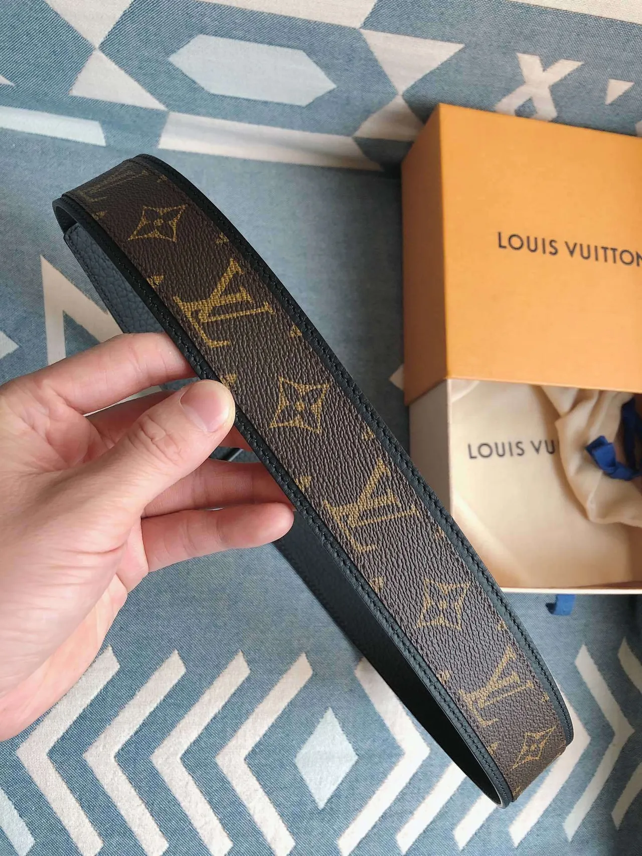 Louis Vuitton LV Initiales Monogram Brown and Black Leather Belt 3