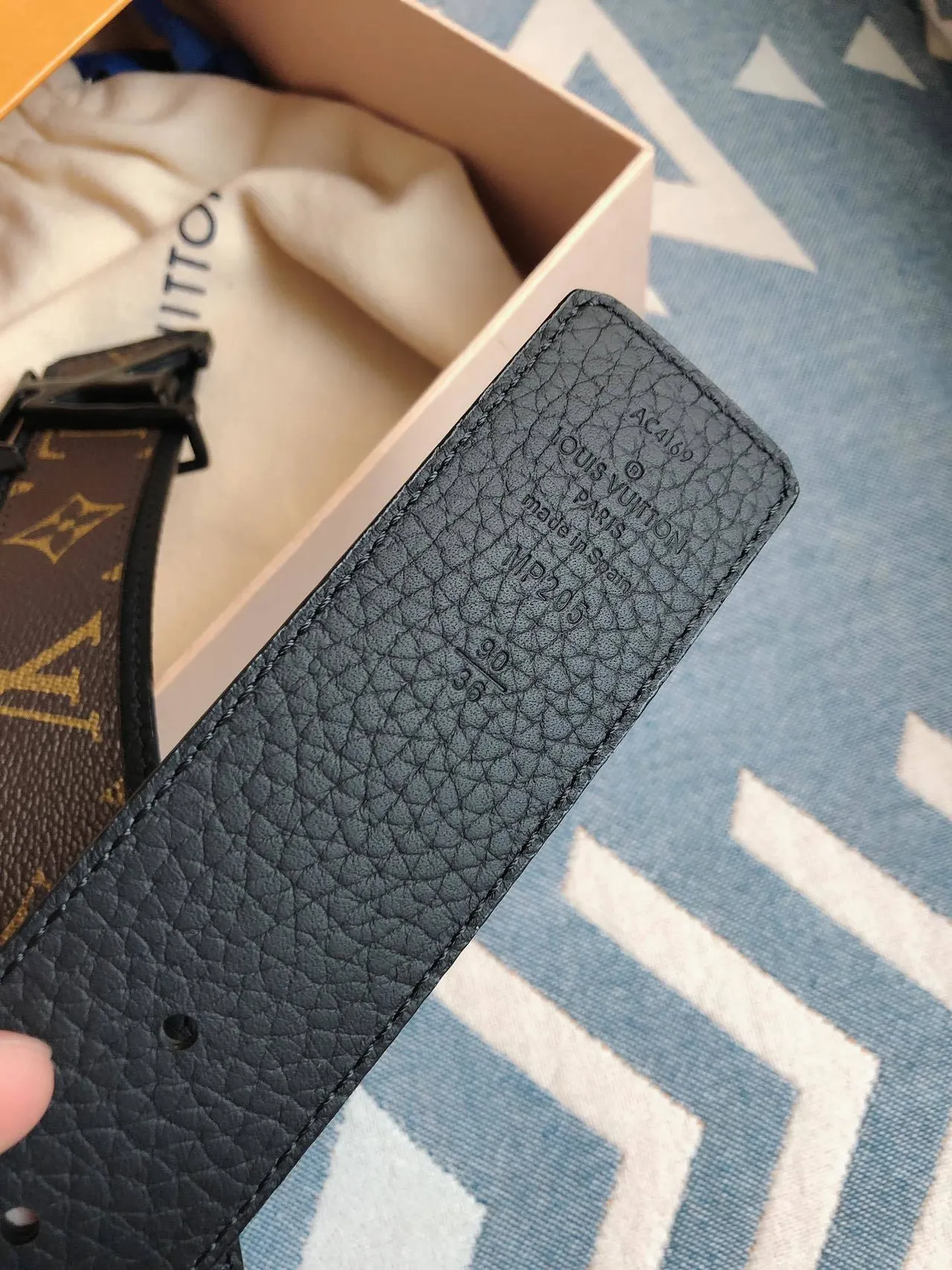 Louis Vuitton LV Initiales Monogram Brown and Black Leather Belt 5