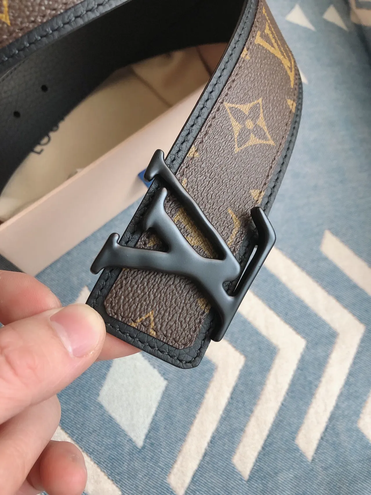 Louis Vuitton LV Initiales Monogram Brown and Black Leather Belt 7