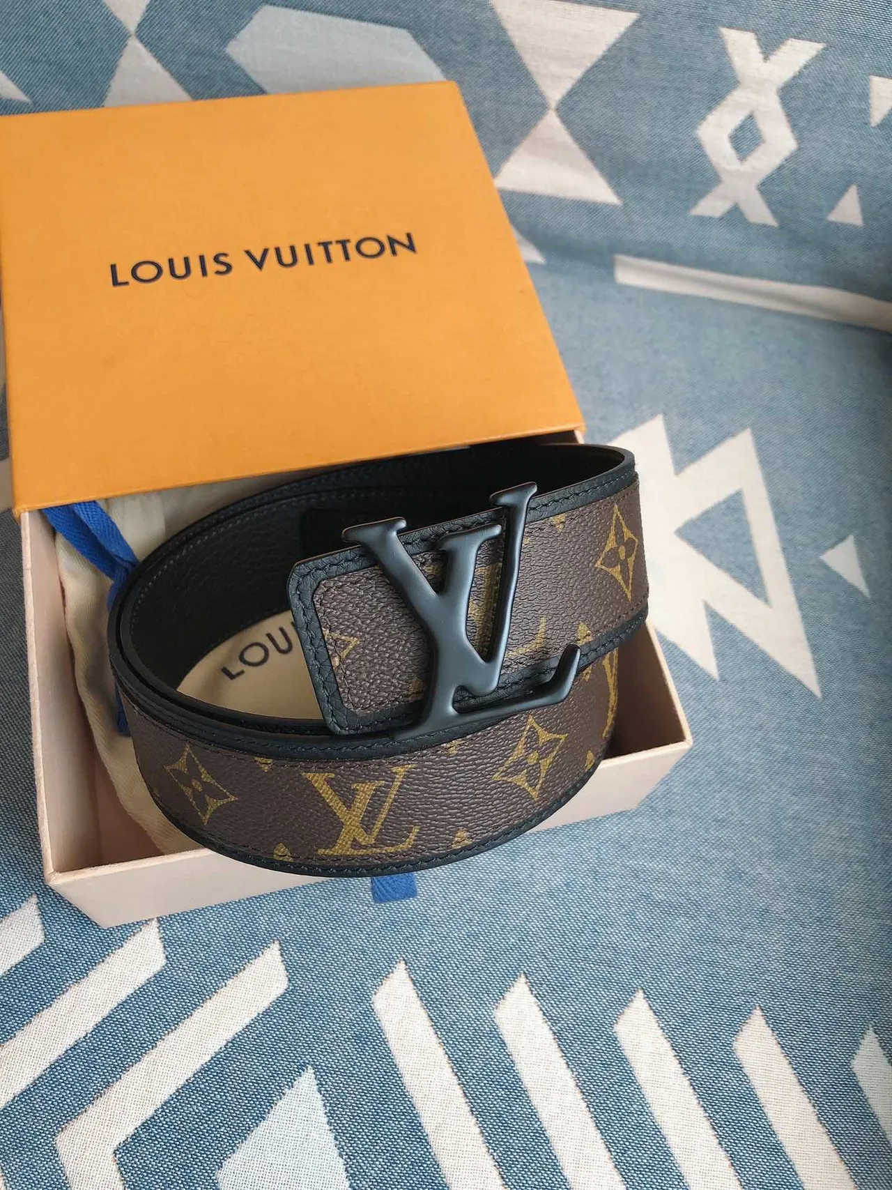 Louis Vuitton LV Initiales Monogram Brown and Black Leather Belt 8