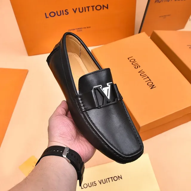 Louis Vuitton LV Loafer Black Leather Square Toe Loafer 6