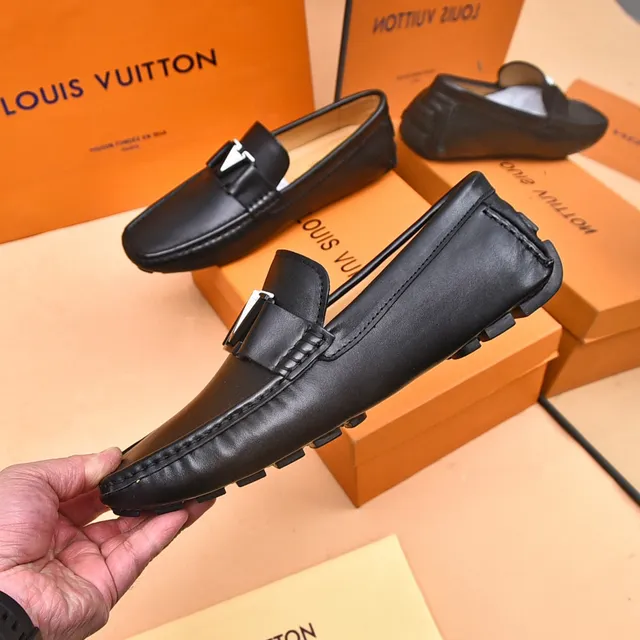 Louis Vuitton LV Loafer Black Leather Square Toe Loafer 7