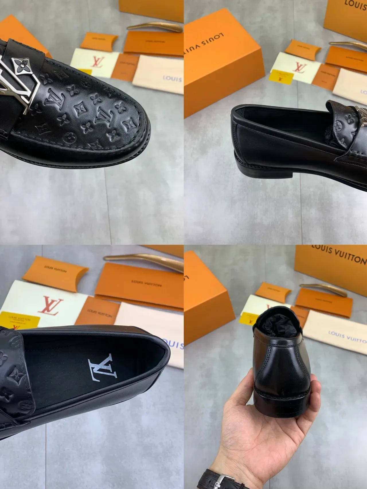 Louis Vuitton LV Loafer Black Monogram-Embossed Leather Loafers 3