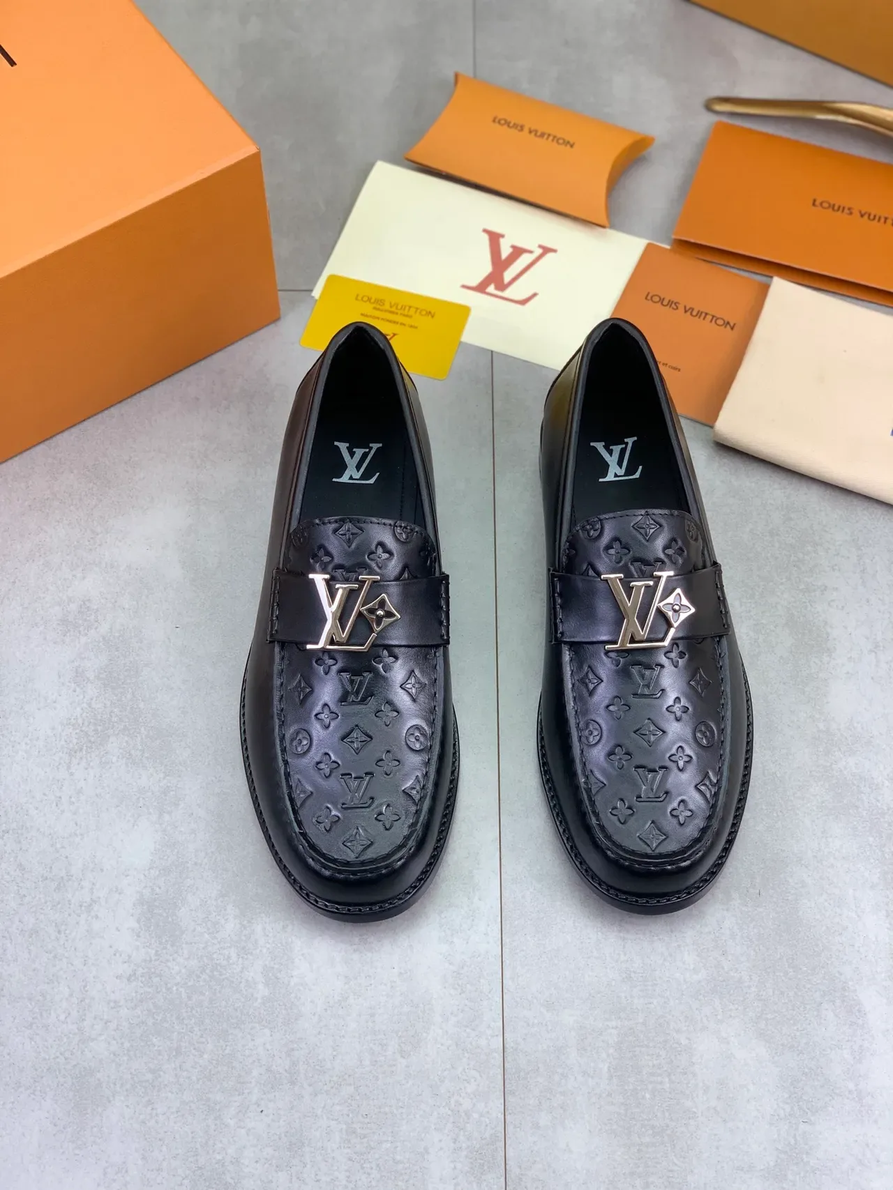 Louis Vuitton LV Loafer Black Monogram-Embossed Leather Loafers 5