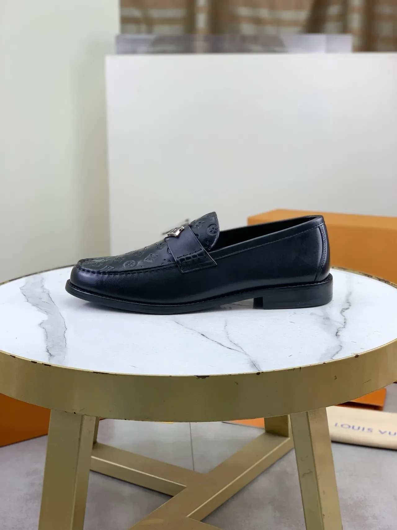 Louis Vuitton LV Loafer Black Monogram-Embossed Leather Loafers 6