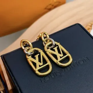 Louis Vuitton LV Monogram Gold-Tone Enamel Earrings