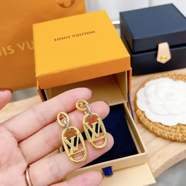 Louis Vuitton LV Monogram Gold-Tone Enamel Earrings 5