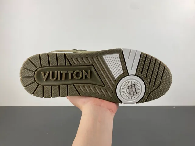 Louis Vuitton LV Trainer Army Green White Layered Monogram Canvas And Leather Lifestyle Sneakers 9