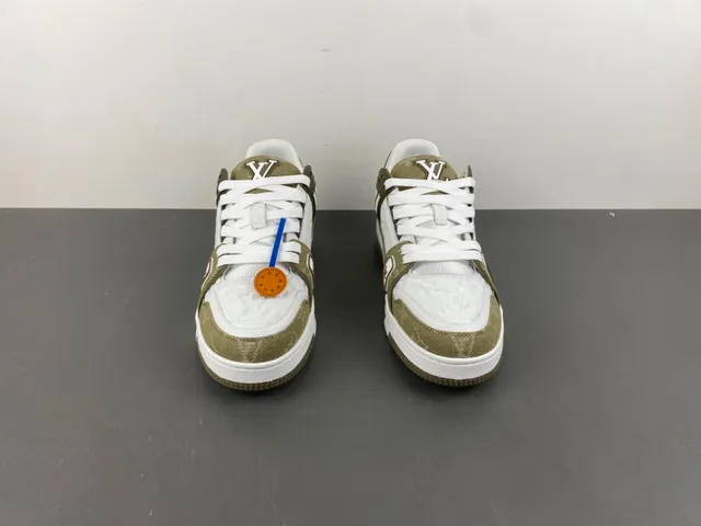 Louis Vuitton LV Trainer Army Green White Layered Monogram Canvas And Leather Lifestyle Sneakers 11