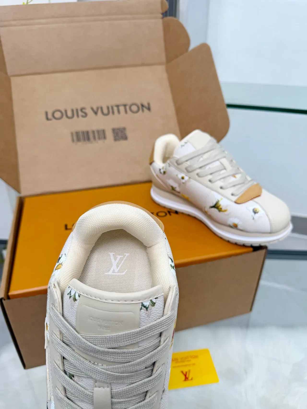 Louis Vuitton LV Trainer Chaussures Lifestyle Beige Imprimé Floral Multicolore Cuir Embossé Monogram 5