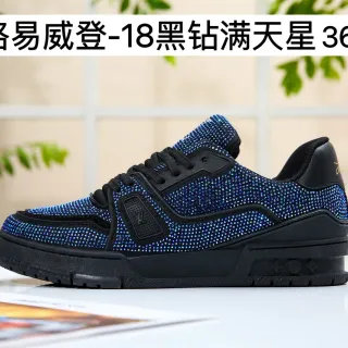 Louis Vuitton LV Trainer zapatillas lifestyle negro azul con cristales embellecidos iridiscentes