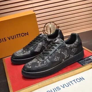 Louis Vuitton LV Trainer Black Gray Monogram-Print Textile Smooth Leather Overlays Lifestyle Sneakers