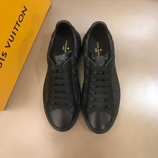 Louis Vuitton LV Trainer Black Monogram-Embossed Leather Low-Top Platform Lifestyle Sneakers 3