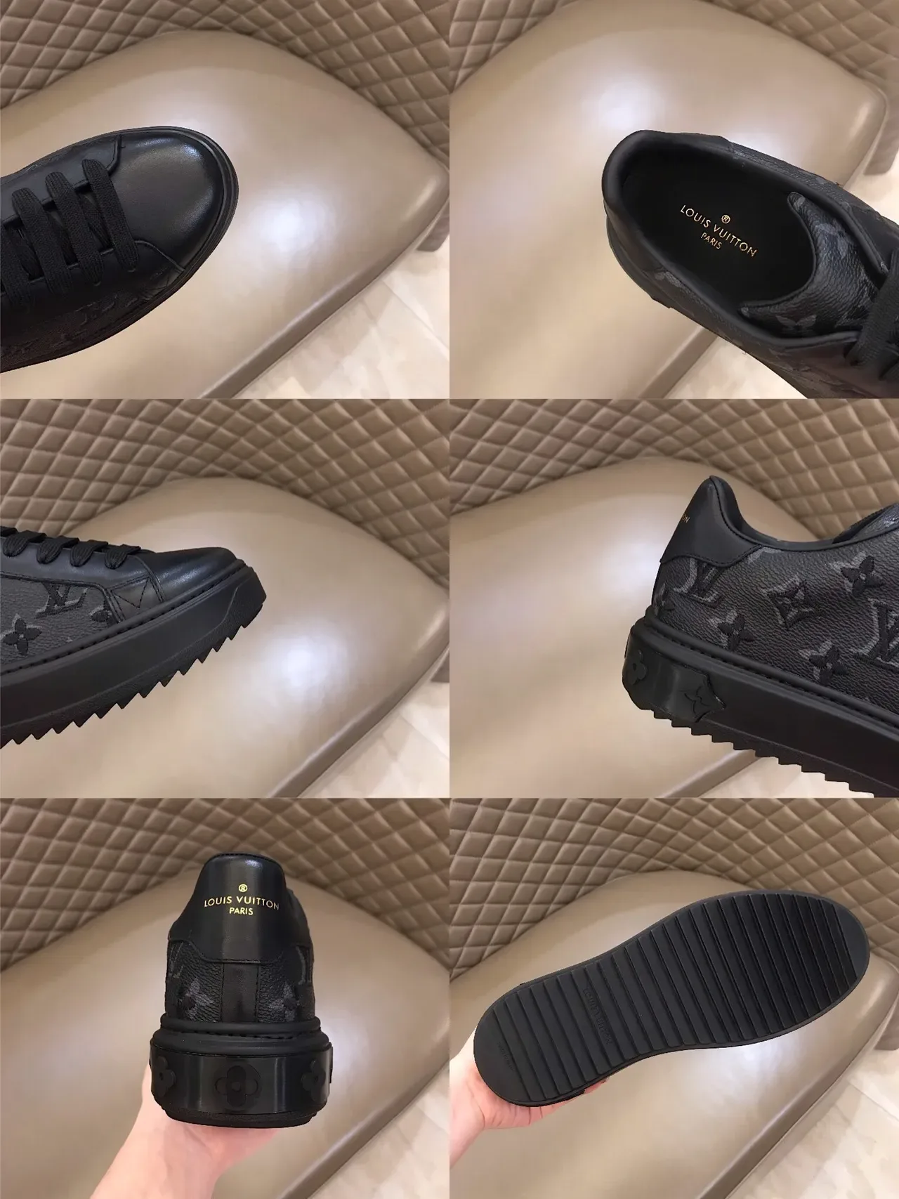Louis Vuitton LV Trainer Black Monogram-Embossed Leather Low-Top Platform Lifestyle Sneakers 4