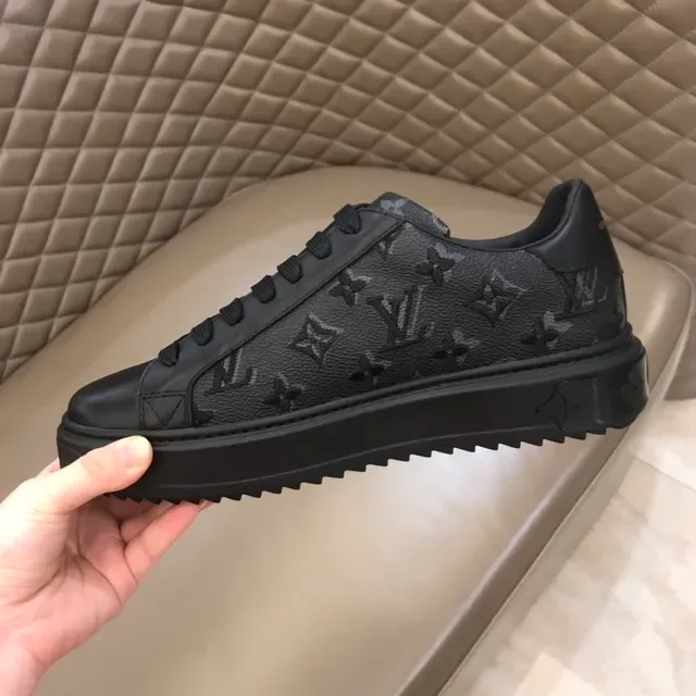Louis Vuitton LV Trainer Black Monogram-Embossed Leather Low-Top Platform Lifestyle Sneakers 5