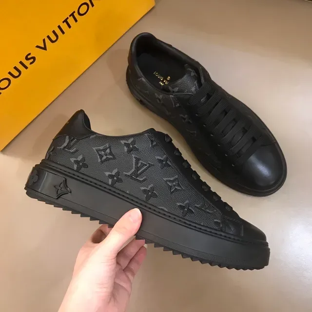 Louis Vuitton LV Trainer Black Monogram-Embossed Leather Low-Top Platform Lifestyle Sneakers 9