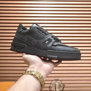 Louis Vuitton LV Trainer Black Monogrammed Leather Chunky Sole Lifestyle Sneakers