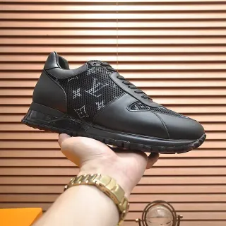 Louis Vuitton LV Trainer Black Monogrammed Mesh Leather Overlays Lifestyle Sneakers