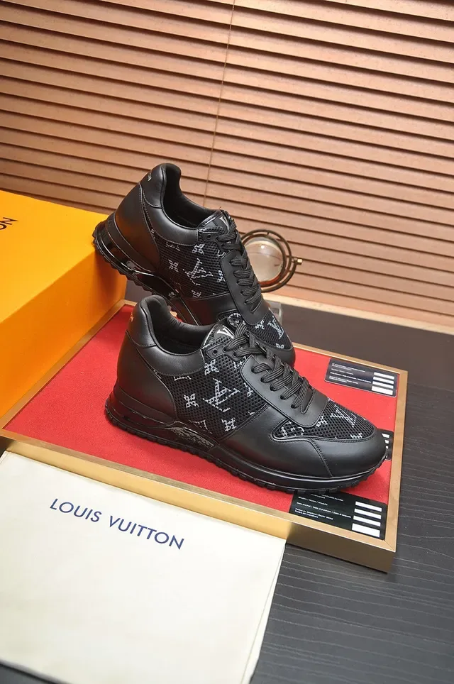 লুইস ভিটন LV Trainer কালো মোনোগ্রাম্ড মেশ লেদার ওভারলে লাইফস্টাইল স্নিকার 6