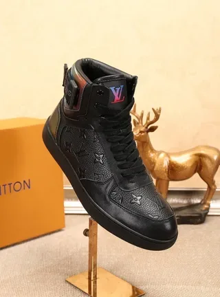 Louis Vuitton LV Trainer Black Multicolor High-Top Embossed Monogram Lifestyle Sneakers 1