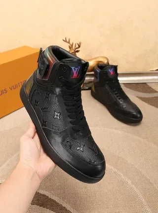 Louis Vuitton LV Trainer Black Multicolor High-Top Embossed Monogram Lifestyle Sneakers 4