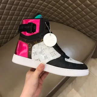 Louis Vuitton LV Trainer Black Pink High-Top Crystal-Embellished Lifestyle Sneakers