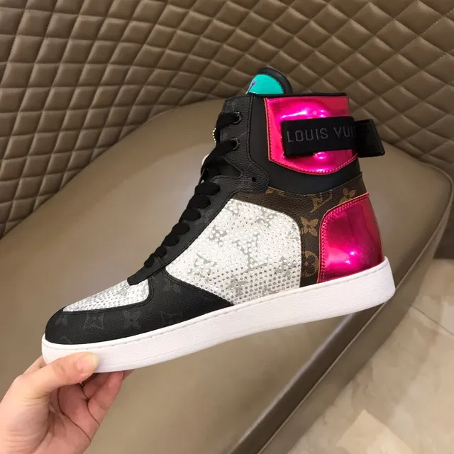 Louis Vuitton LV Trainer Black Pink High-Top Crystal-Embellished Lifestyle Sneakers 3