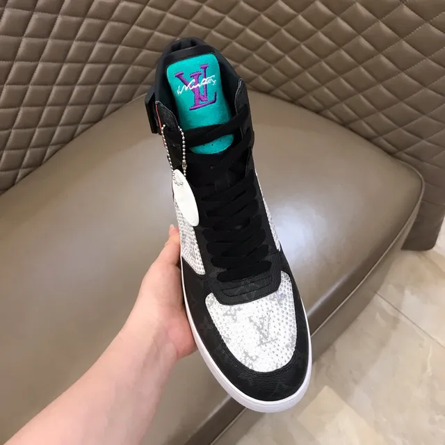 Louis Vuitton LV Trainer Black Pink High-Top Crystal-Embellished Lifestyle Sneakers 4