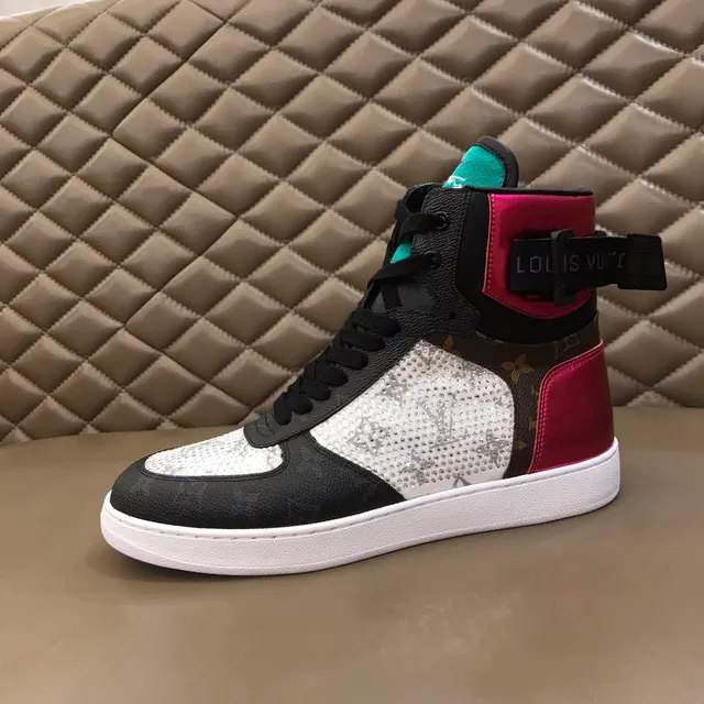 Louis Vuitton LV Trainer Black Pink High-Top Crystal-Embellished Lifestyle Sneakers 5