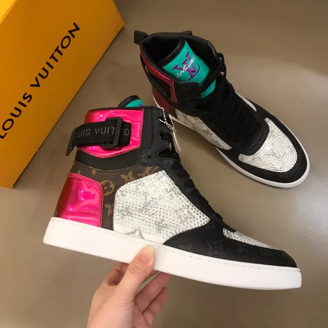 Louis Vuitton LV Trainer Black Pink High-Top Crystal-Embellished Lifestyle Sneakers 6
