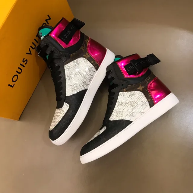 Louis Vuitton LV Trainer Black Pink High-Top Crystal-Embellished Lifestyle Sneakers 7