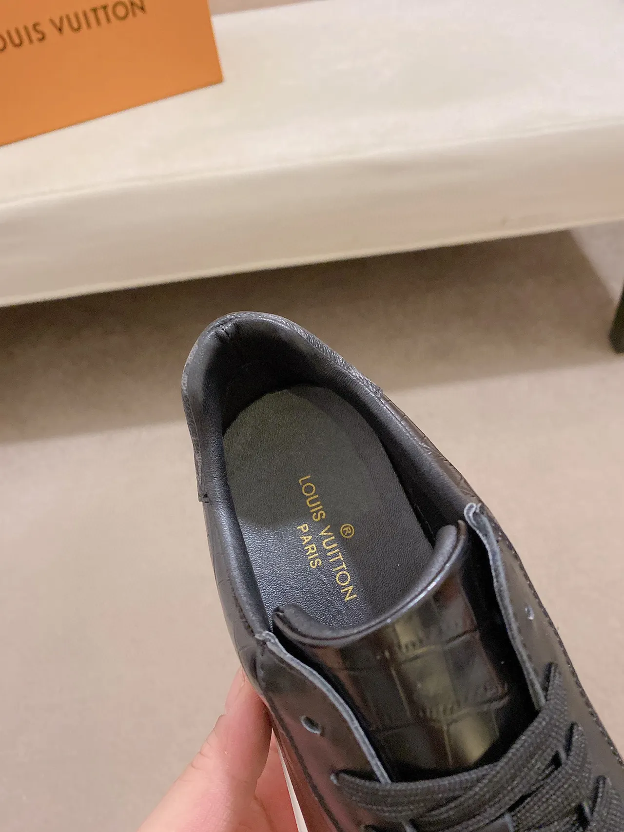 Louis Vuitton LV Trainer Black White Crocodile-Embossed Leather Platform Sole Lifestyle Sneakers 4