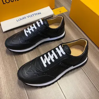 Louis Vuitton LV Trainer Black White Embossed Monogram Leather Contrast Laces Lifestyle Sneakers
