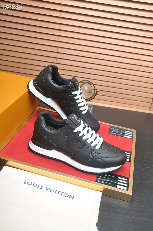 Louis Vuitton LV Trainer Black White Embossed Monogram Leather Laces Lifestyle Sneakers 5