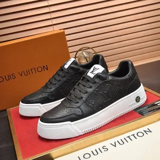 Louis Vuitton LV Trainer Black White Embossed Monogram Perforated Leather Lifestyle Sneakers