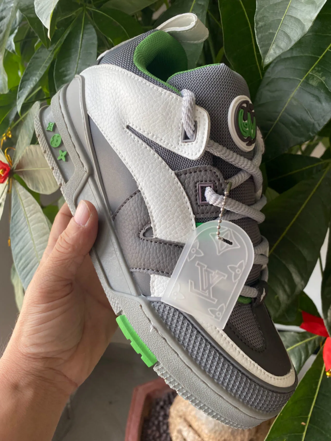 Louis Vuitton LV Trainer Black White Layered Mesh And Leather Upper Circular Heel Logo Lifestyle Sneakers 6