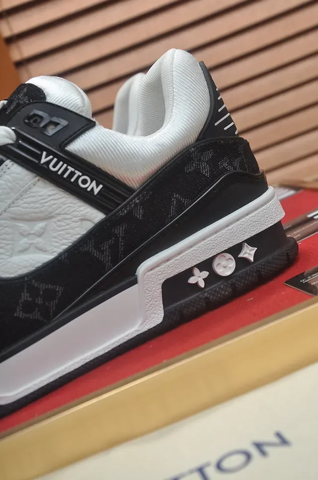 Louis Vuitton LV Trainer Black White Monogram Canvas Leather Contrast Lifestyle Sneakers 2
