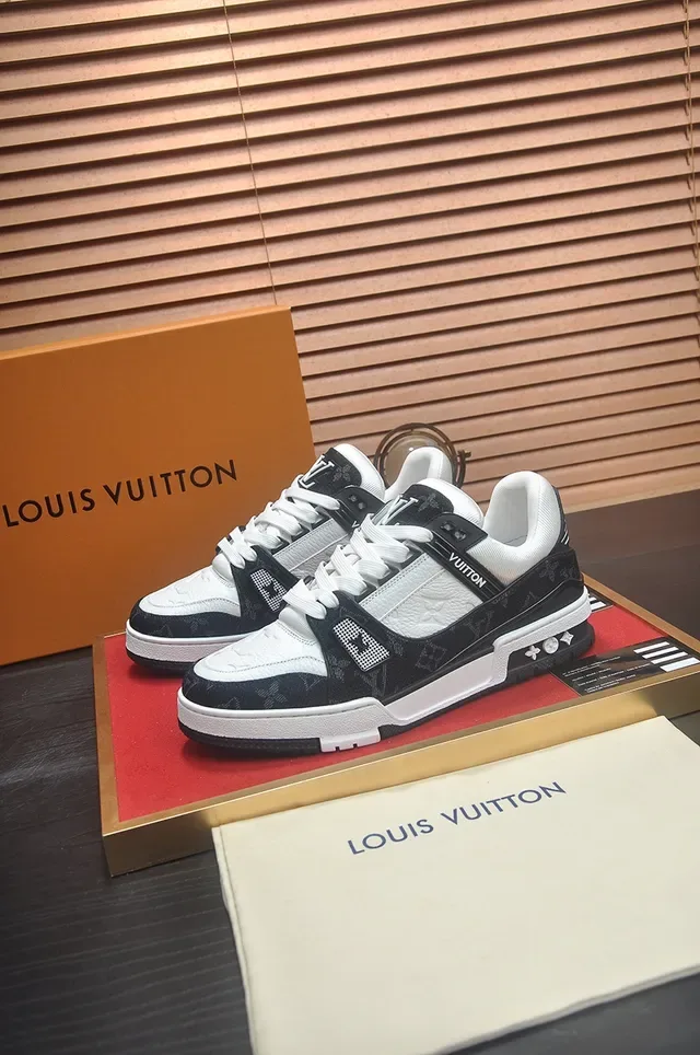 Louis Vuitton LV Trainer Black White Monogram Canvas Leather Contrast Lifestyle Sneakers 4