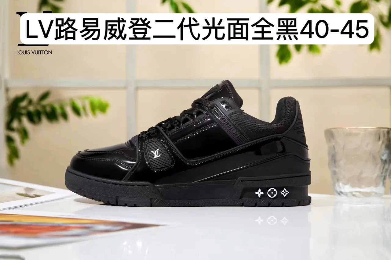 Louis Vuitton LV Trainer Black White Monogram Jacquard Dual-Strap Closure Lifestyle Sneakers 6